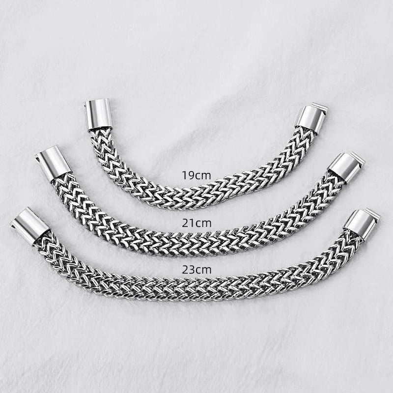 19/21/23cm Hip-hop Stainless Steel Bracelet Men's Braided Double Row Simple Domineering High-end Cuban Titanium Steel Bracelet