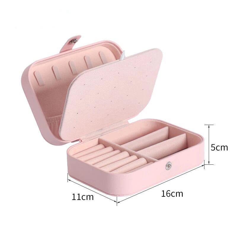 Portable Mini Jewelry Storage Box Travel Organizer Jewelry Case Leather Storage Earrings Necklace Ring Jewelry Organizer Display