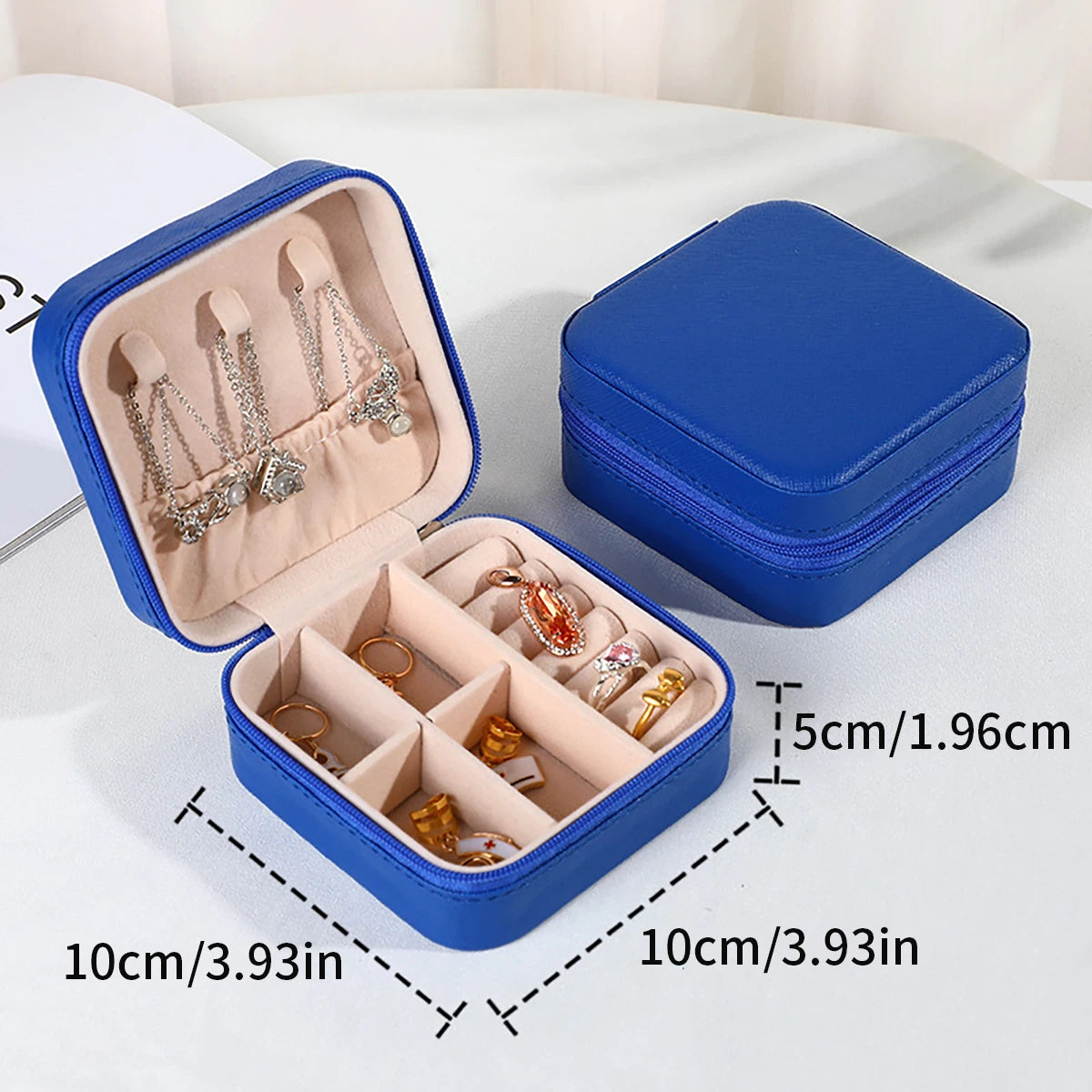 Portable Mini Jewelry Storage Box Travel Organizer Jewelry Case Leather Storage Earrings Necklace Ring Jewelry Organizer Display