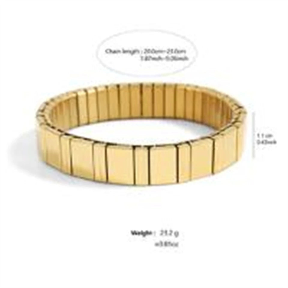 Fashion Sliver Bangle Bracelet Width Italian Elastic Charm Bracelet Simple Design Men Women DIY New Style Jewelry Gifts