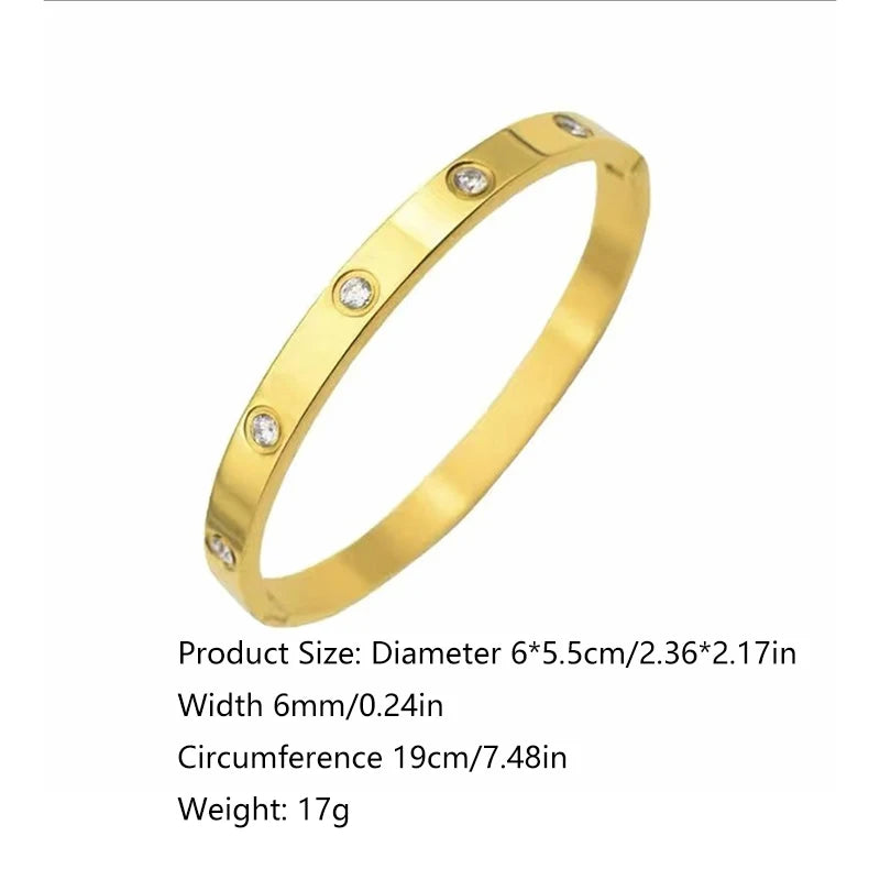 Men's Fashion Sparkling Bangle Bracelet Gold Love Bracelet Light Luxury Ins Hand Jewelry Gift for Women Men